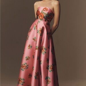 Aston Studio Audrey Strapless Floral Taffeta Maxi Dress